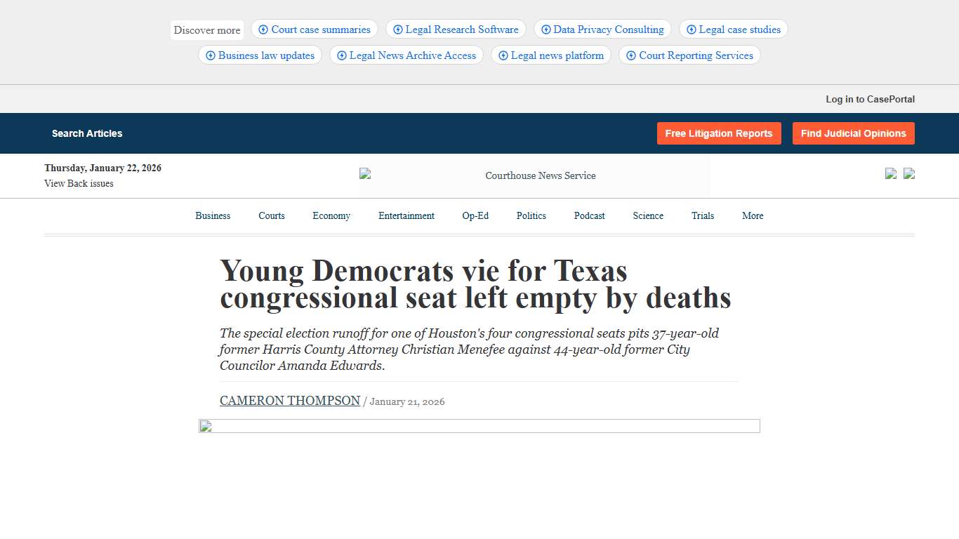 Young Democrats vie for Texas congressional seat left empty by deaths Courthouse News Service